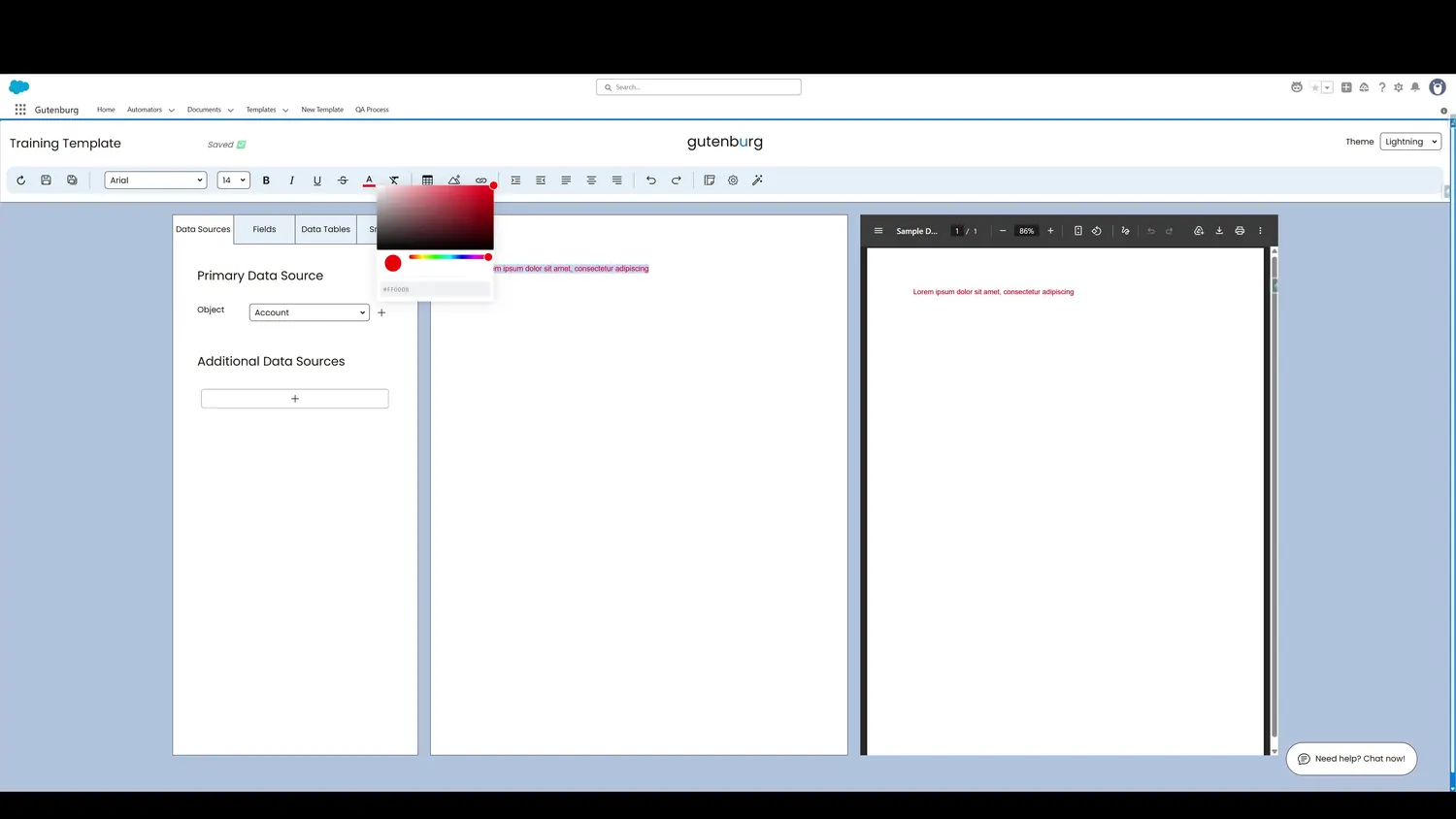 Color can be selected either by dragging the slider or pasting a hexadecimal value.