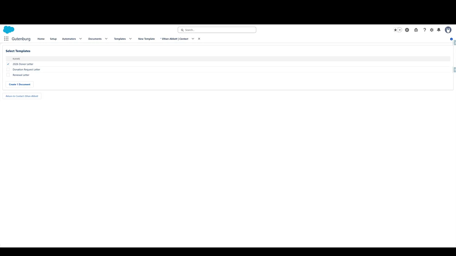 When the desired templates are selected, click the 'Create' button.